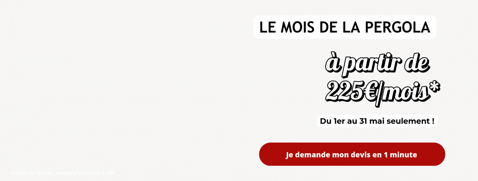 Votre pergola à partir de 225euro par mois