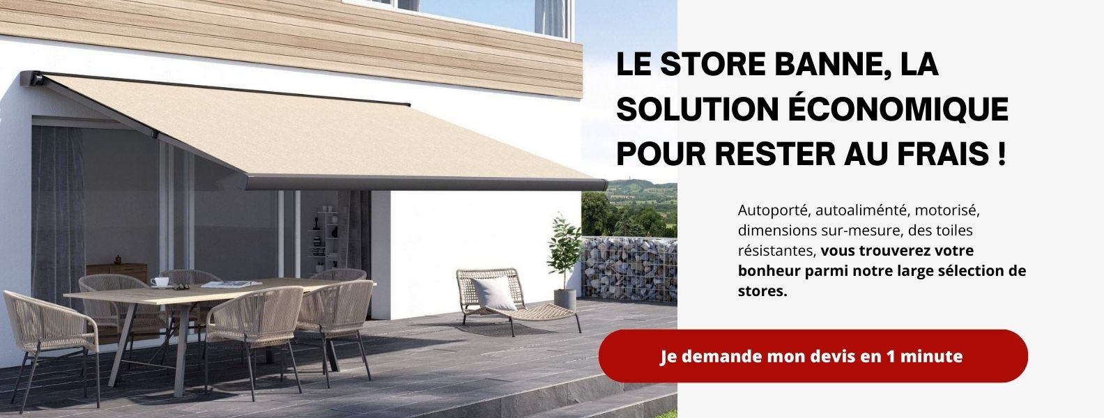 Store banne pour votre terrasse ou balcon, motorisé, coffre discret